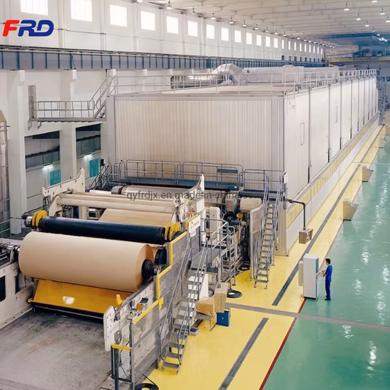Small Scale Paper Mill Waste Carton Recycling Rice Straw Pulp Testliner Corrugated Fluting Kraft Cardboard Roll Manufacturing Production Making Paper Machine